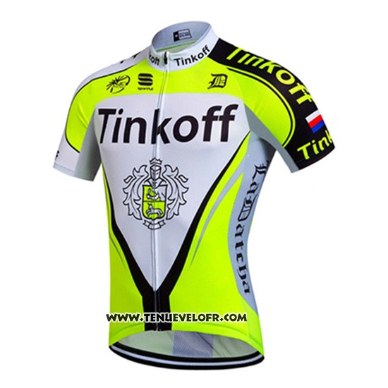 2016 Maillot Ciclismo Tinkoff Vert et Noir Manches Courtes et Cuissard